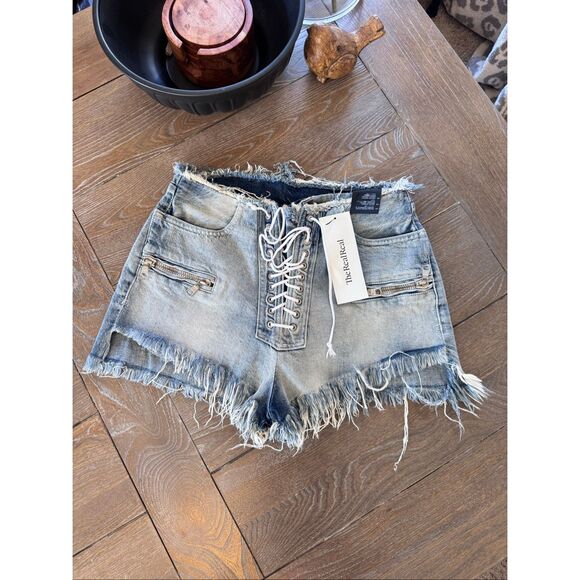 Unravel Project Lace Up Denim Shorts Size 25/2 - Picture 1 of 7